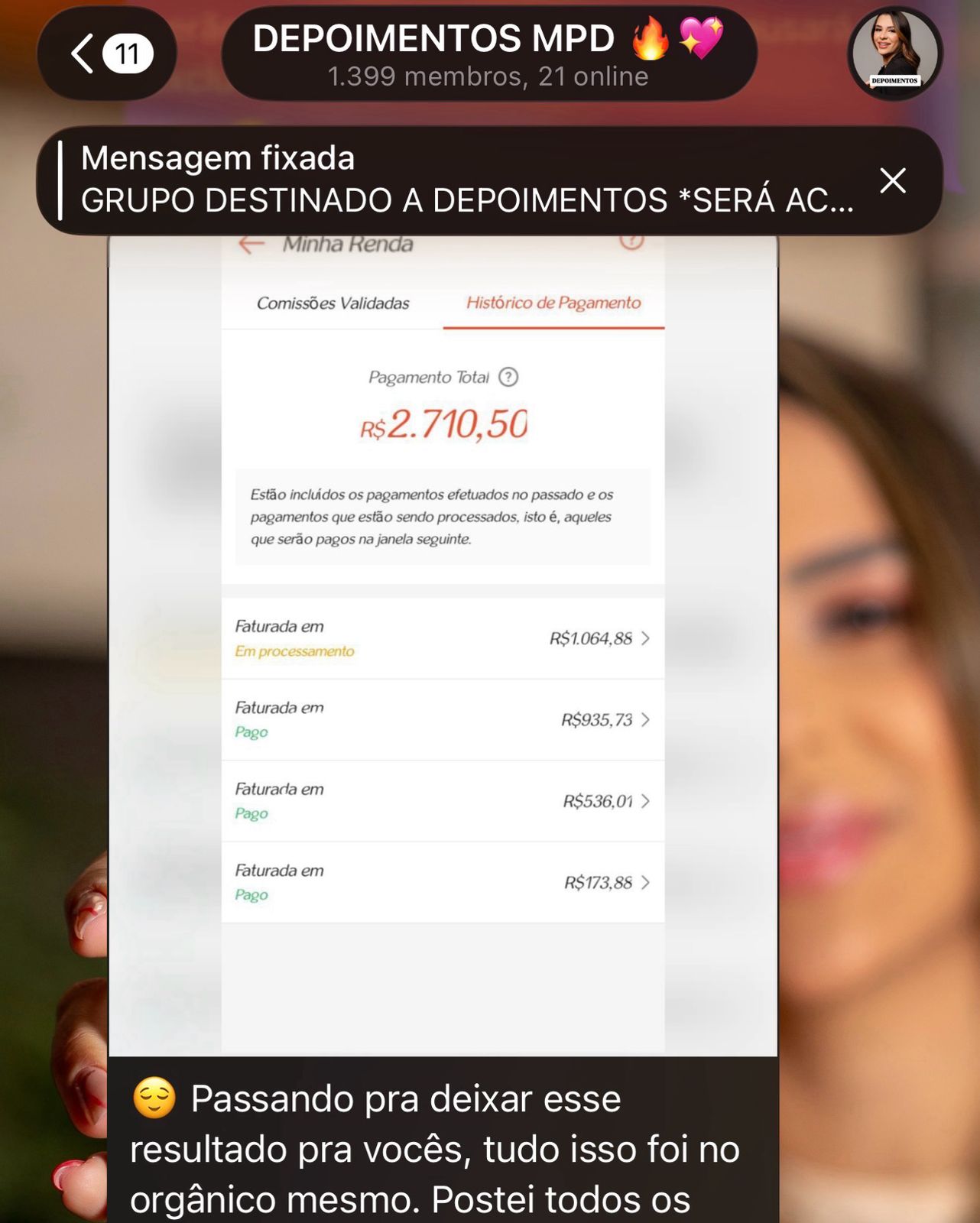 Print do resultado da aluna Aluna MPD