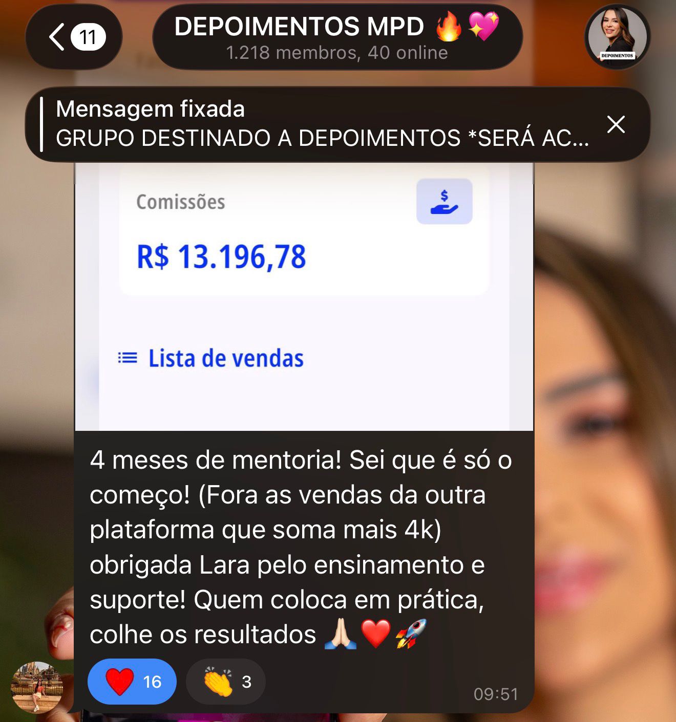 Print do resultado da aluna Aluna MPD