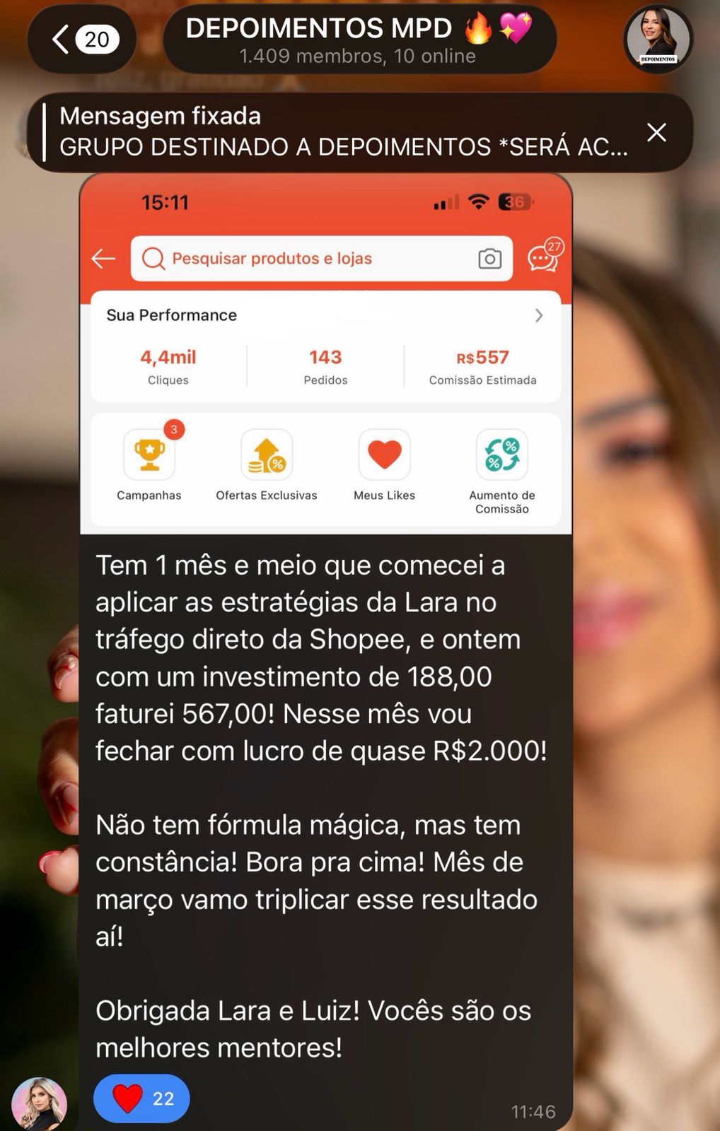 Print do resultado da aluna Aluna MPD